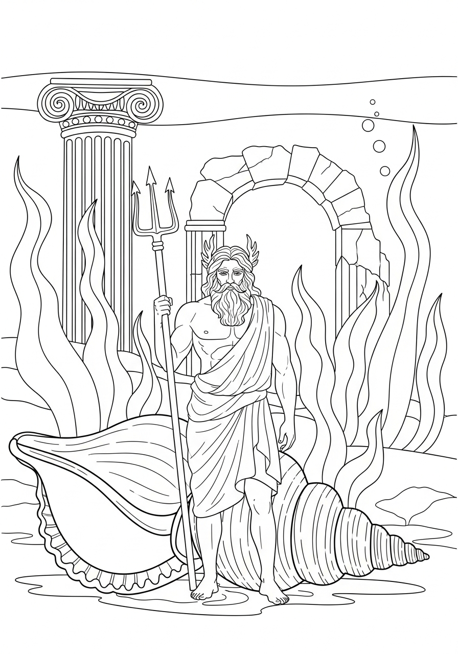 disegni da colorare per bambini pdf Poseidone