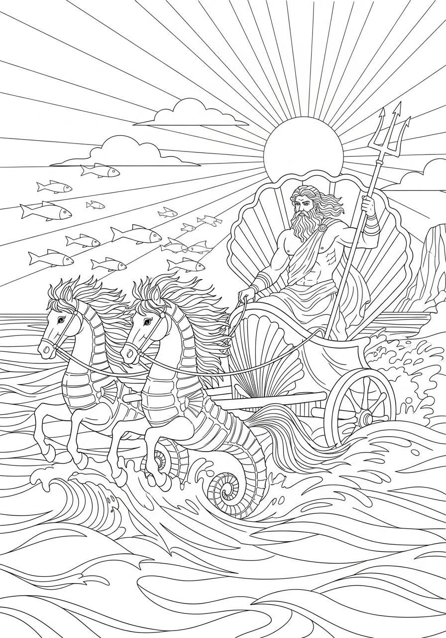 immagini di Poseidone da colorare per bambini 1