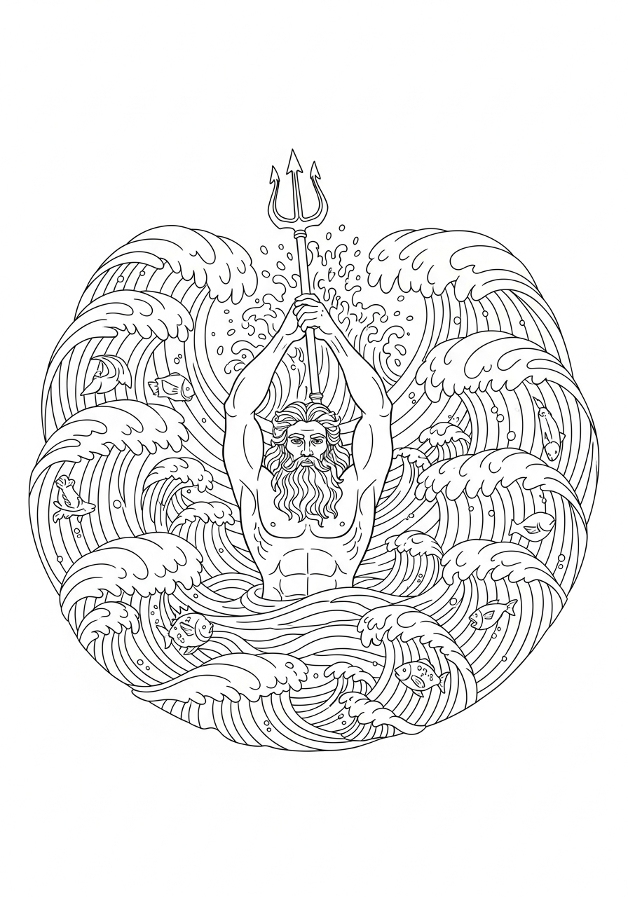 disegni da colorare gratis Poseidone