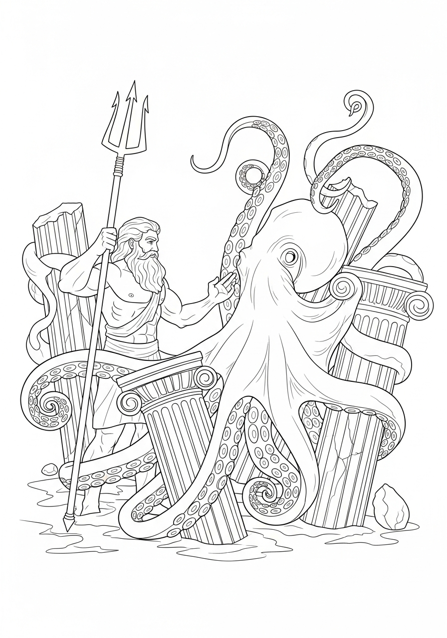 Poseidone immagini da colorare per bambini