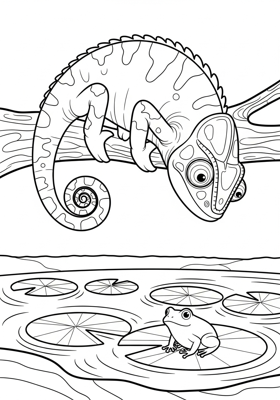 foto di camaleonte da colorare