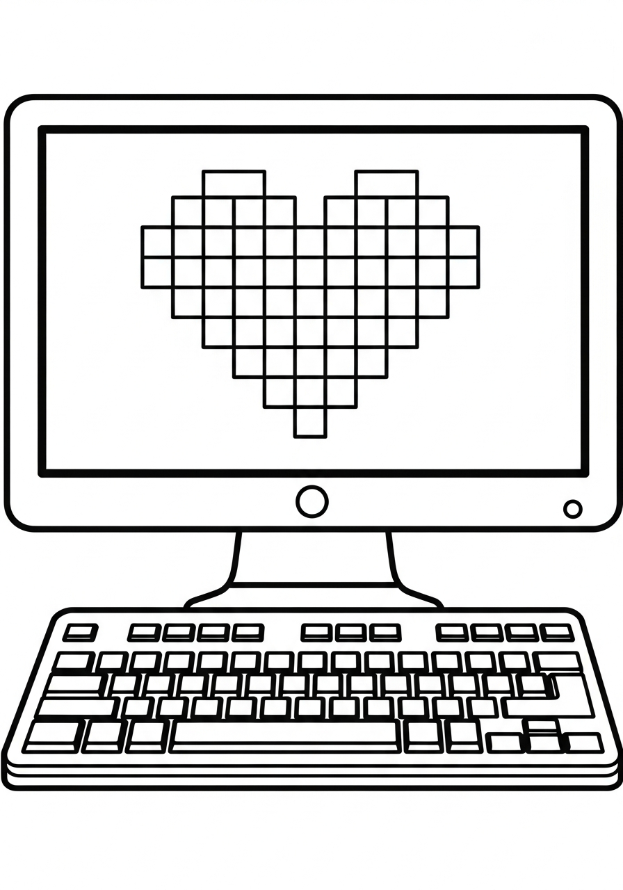 Computer 8 computer disegno da colorare facile 1