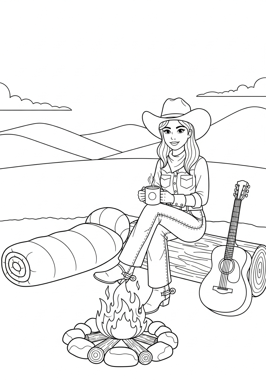 Cowgirl 11 cowgirl da colorare facile