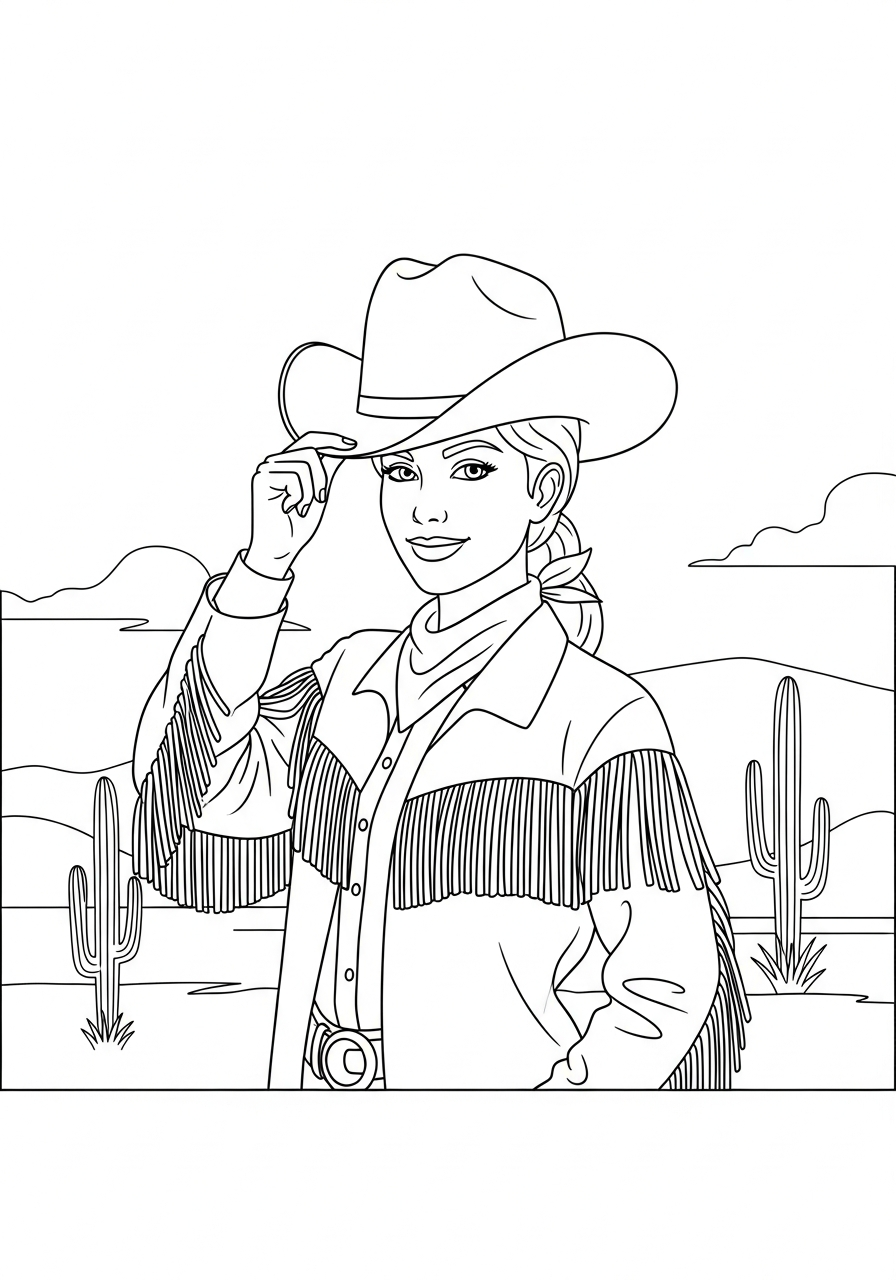 Cowgirl 5 disegno cowgirl da colorare per bambini