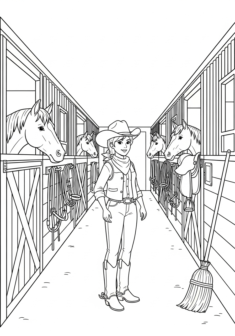 Cowgirl 2 stampe da colorare per bambini cowgirl