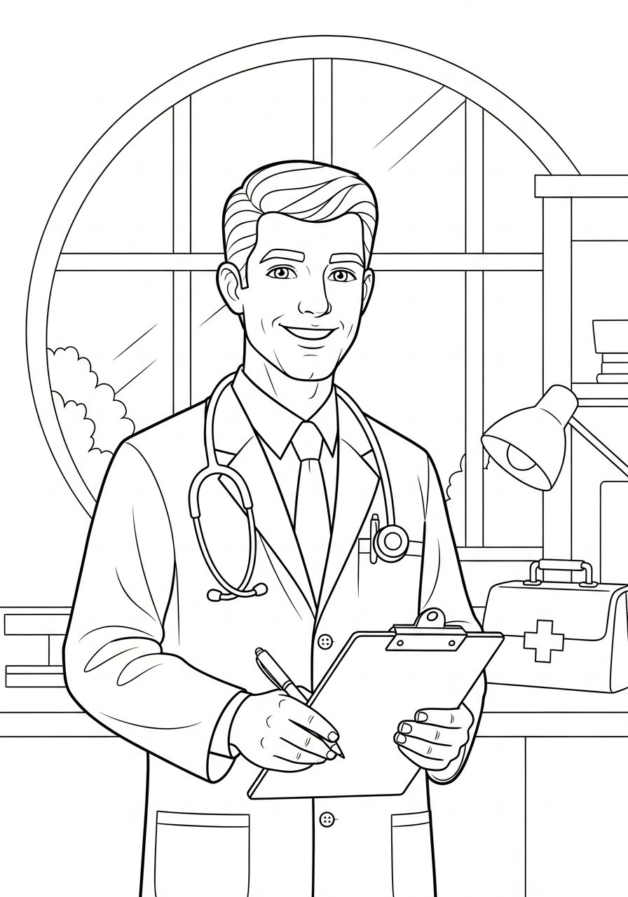 da colorare dottore disegno facile bambini