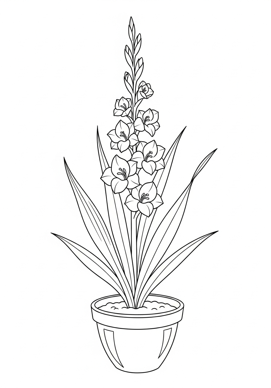 disegno gladiolo da colorare per bambini