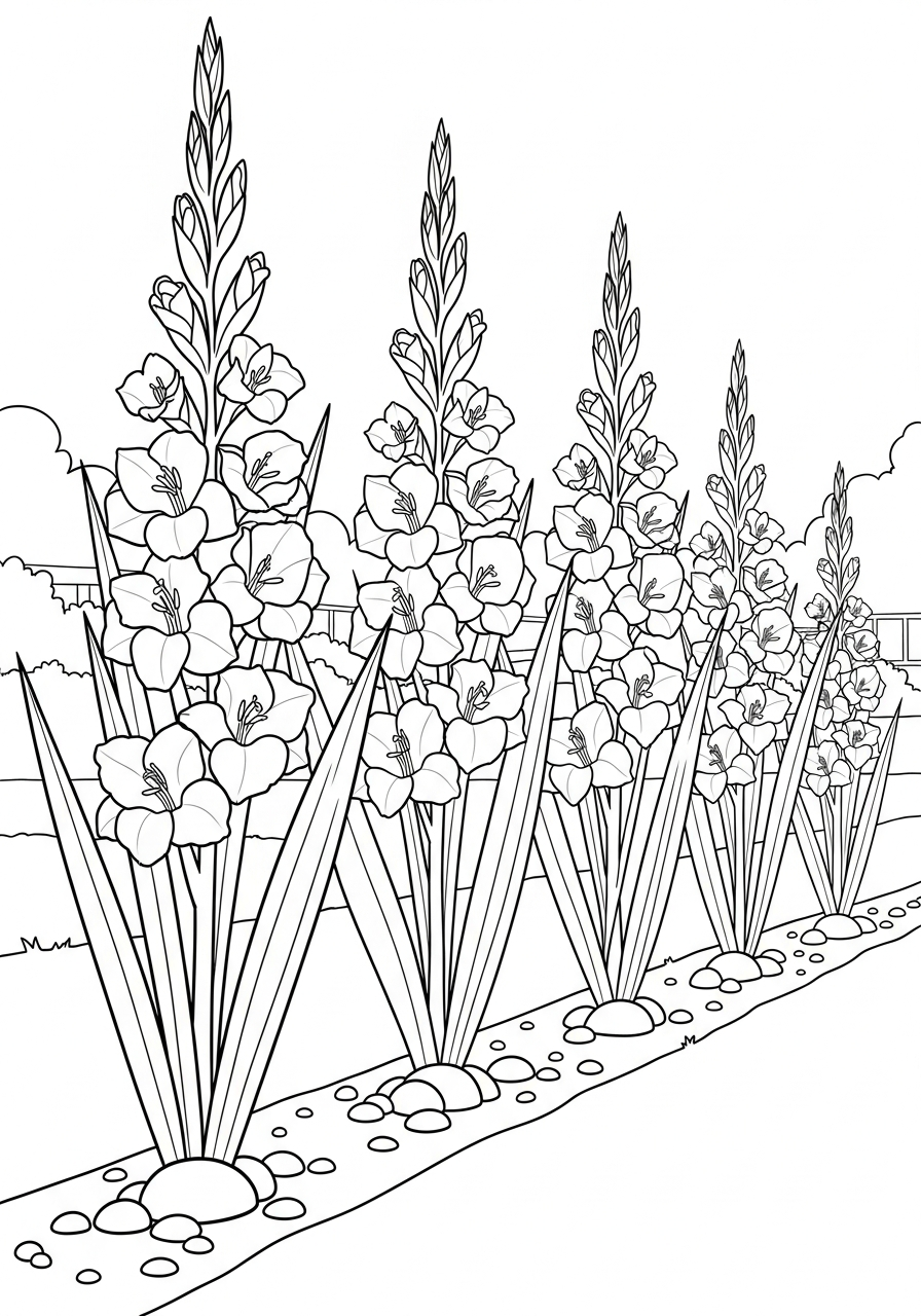 gladiolo da stampare e colorare gratis 1