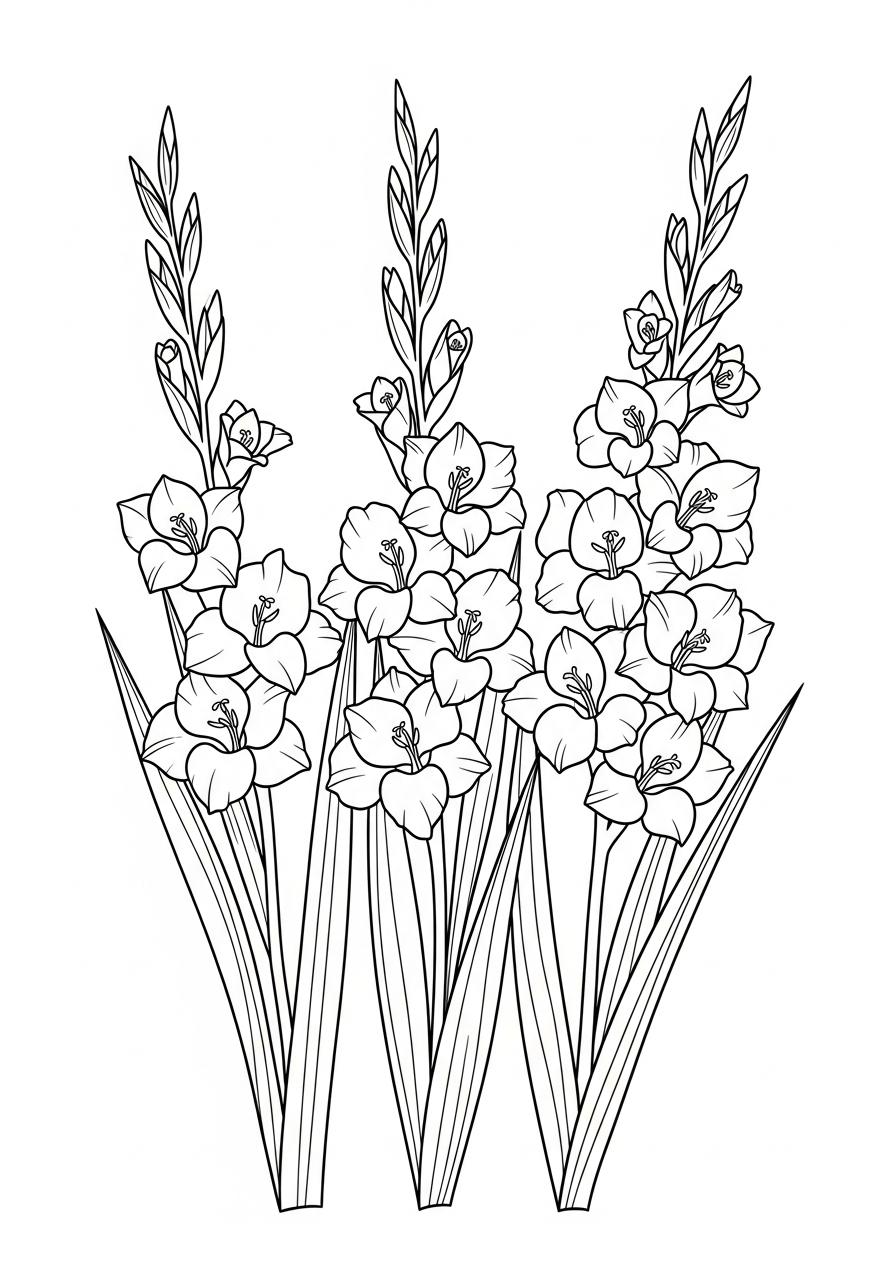 gladiolo da stampare e colorare per bambini