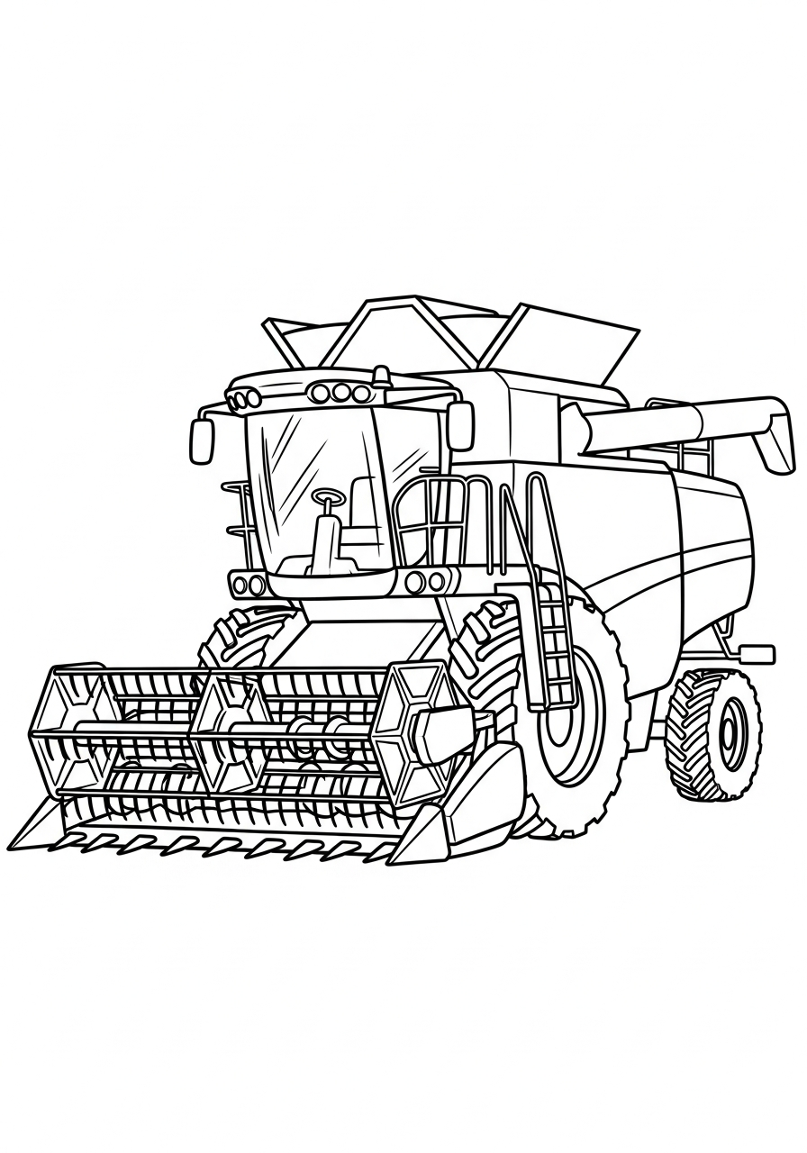 da colorare mietitrebbia disegno facile bambini 2