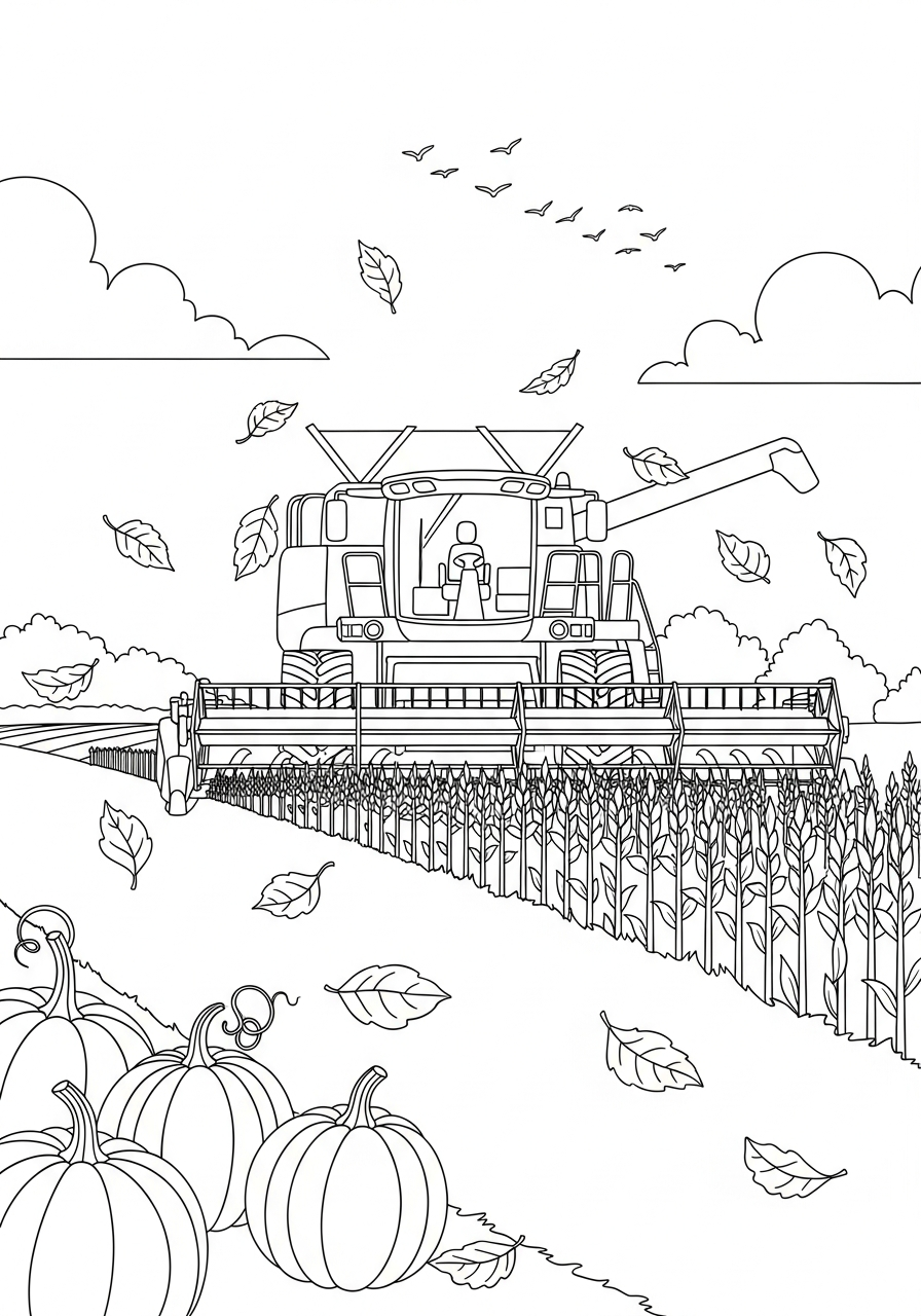 immagine mietitrebbia da colorare