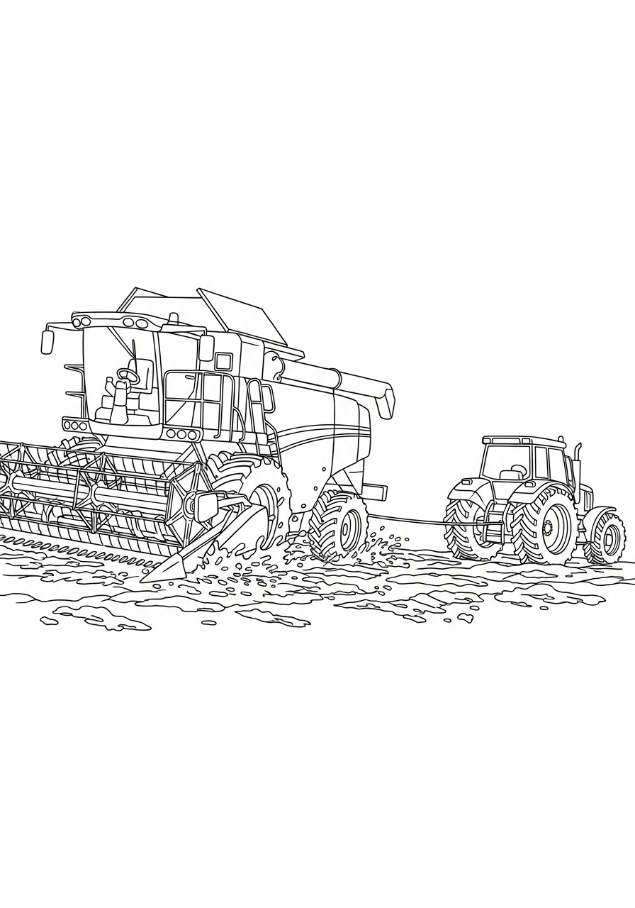 disegno mietitrebbia da colorare e stampare