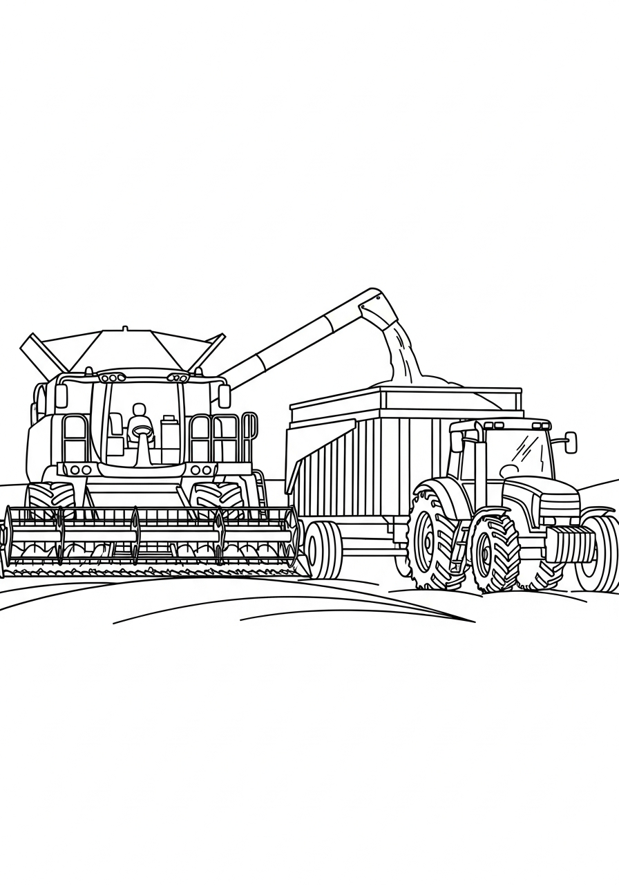 da colorare mietitrebbia disegno facile bambini 1