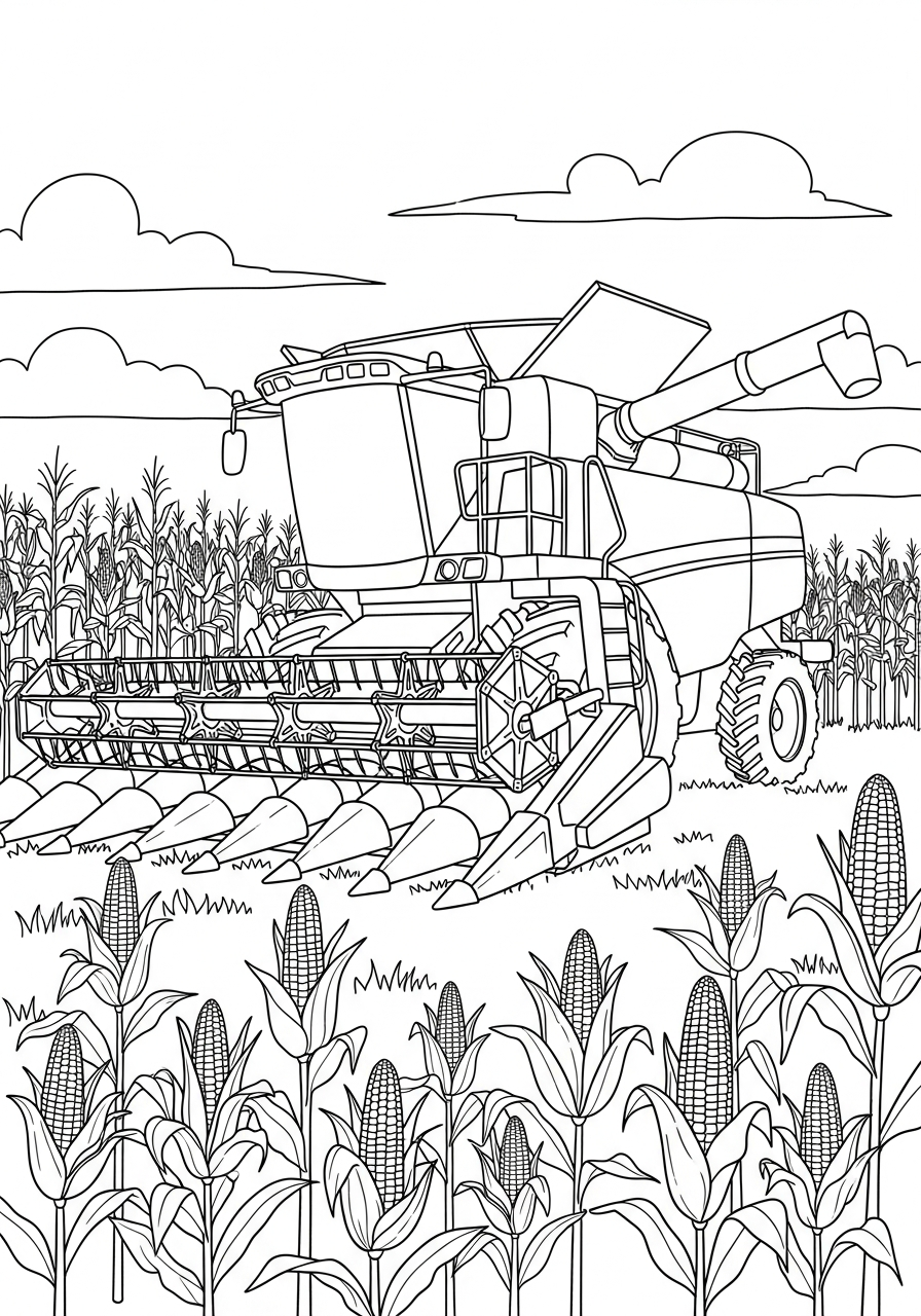 disegni di mietitrebbia da colorare da stampare