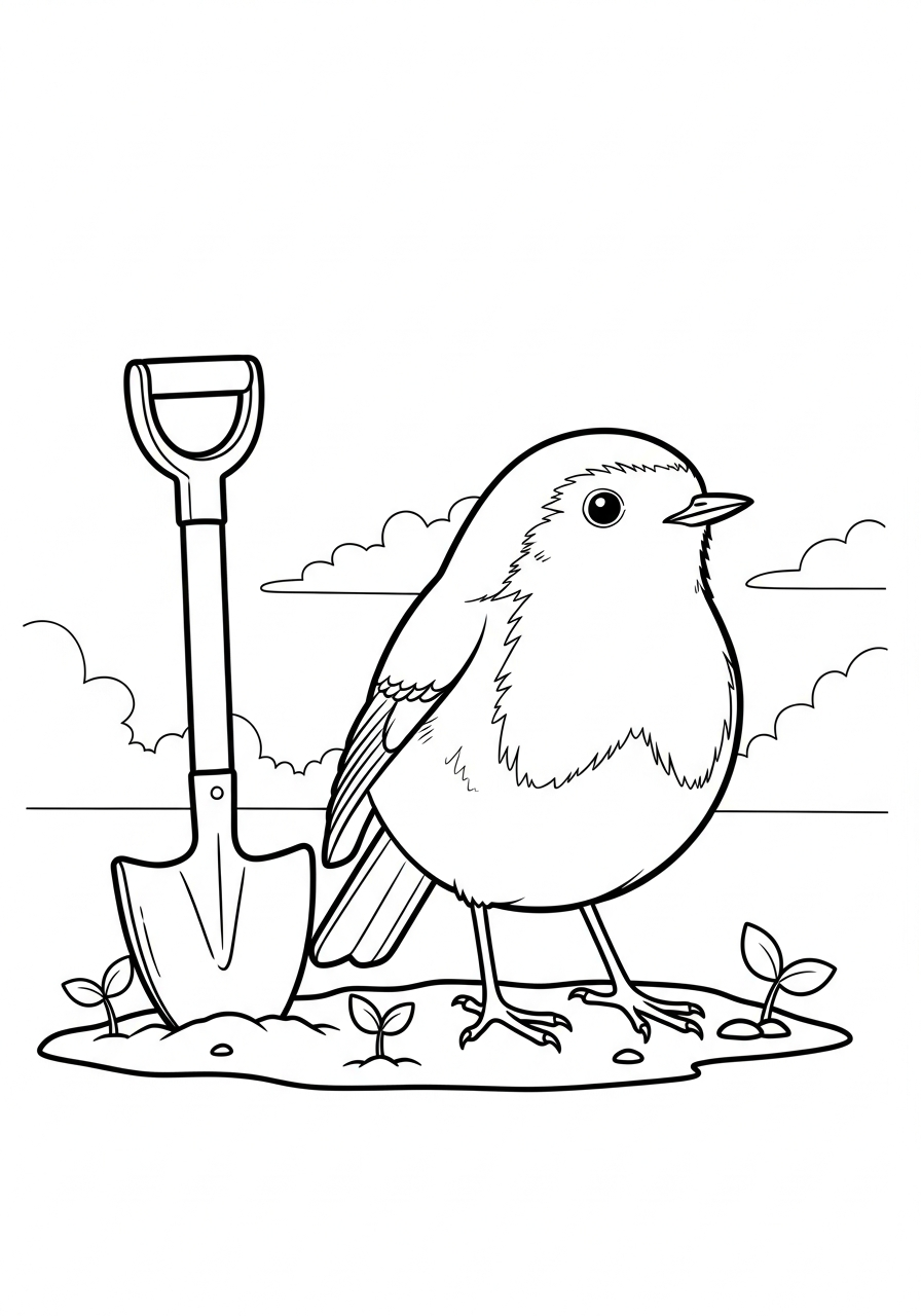 stampe da colorare per bambini pettirosso