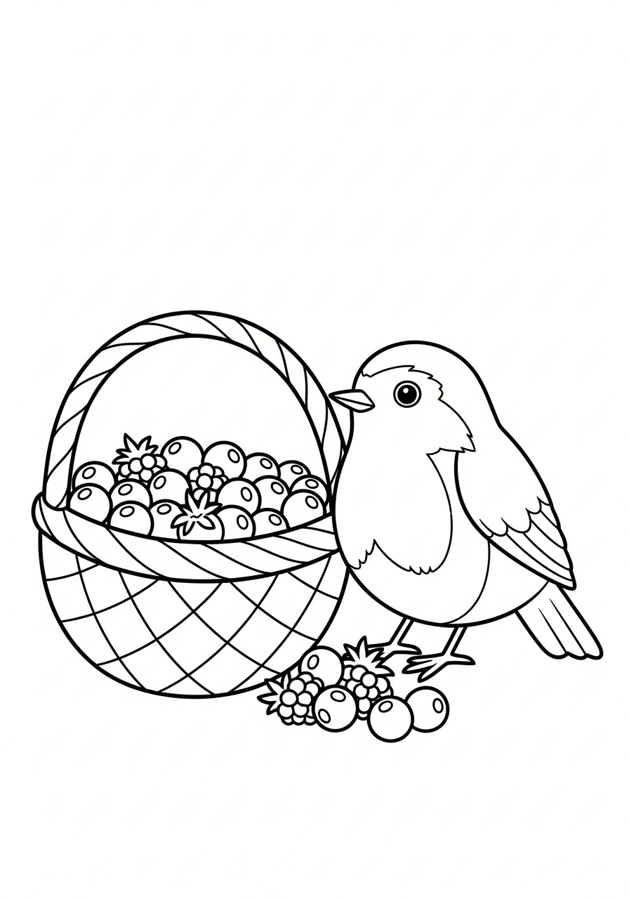 pettirosso disegno da colorare facile 1