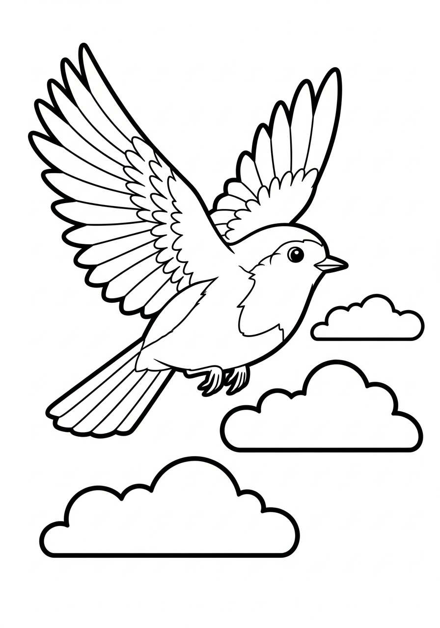 pettirosso disegno da colorare facile 2