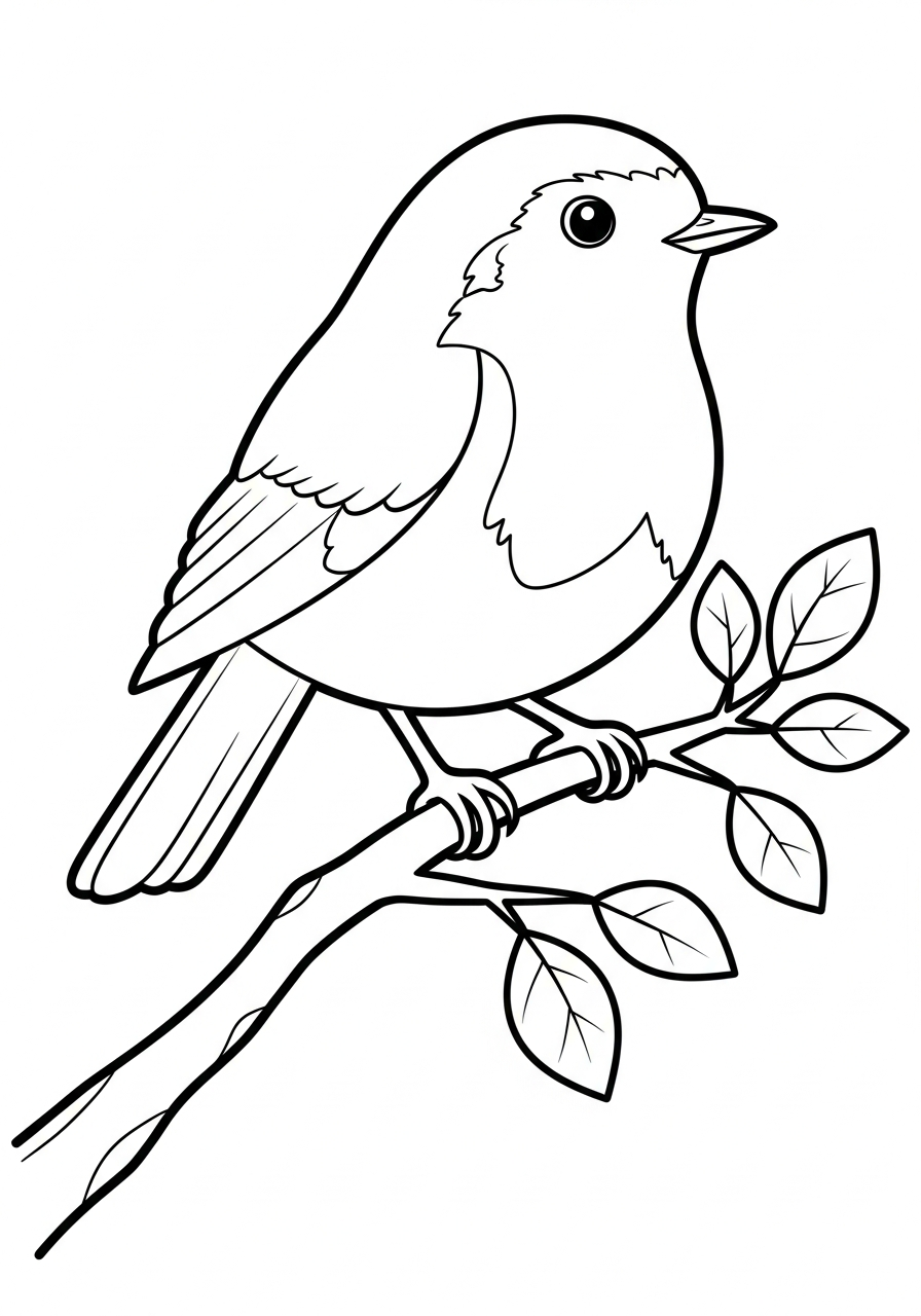 pettirosso disegno da colorare facile