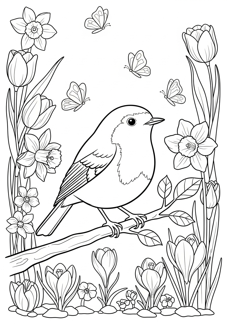 disegni di pettirosso da colorare 1