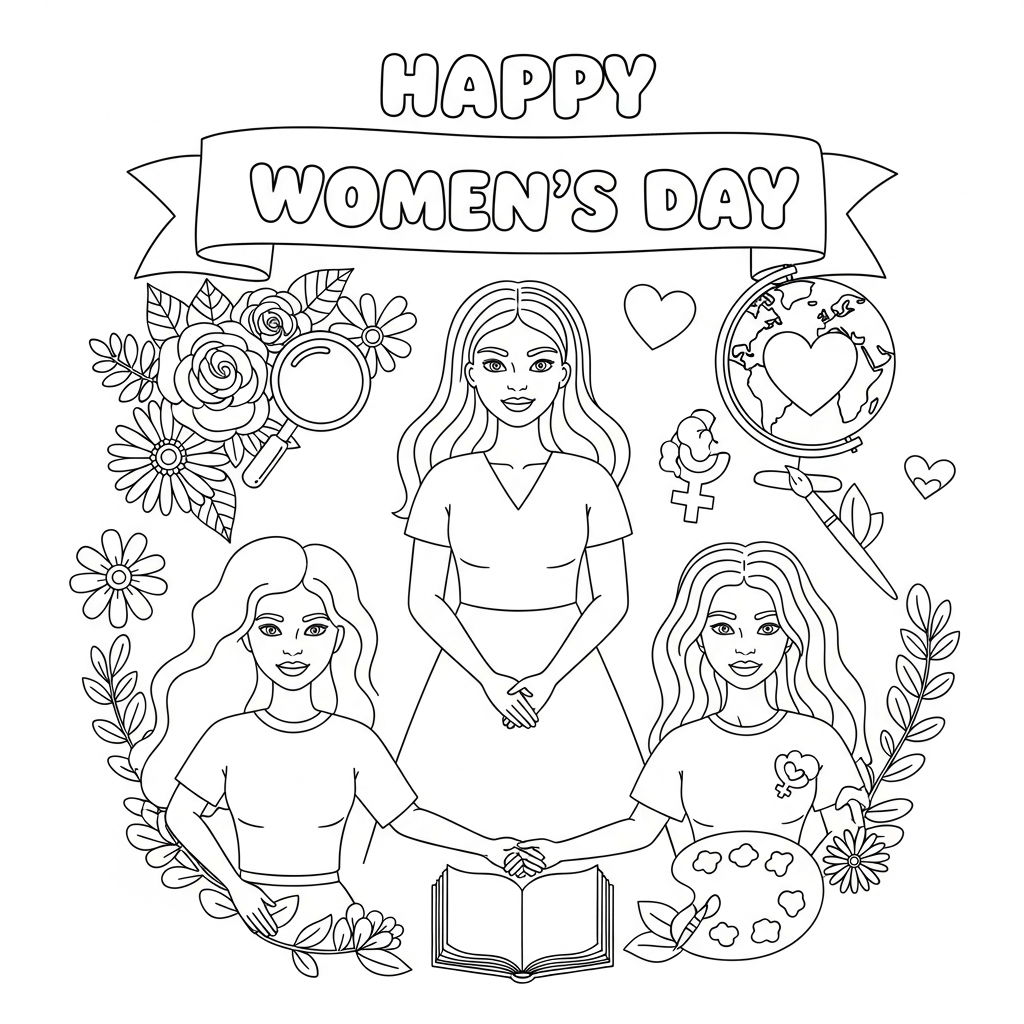 Festa della donna da colorare thumbnail