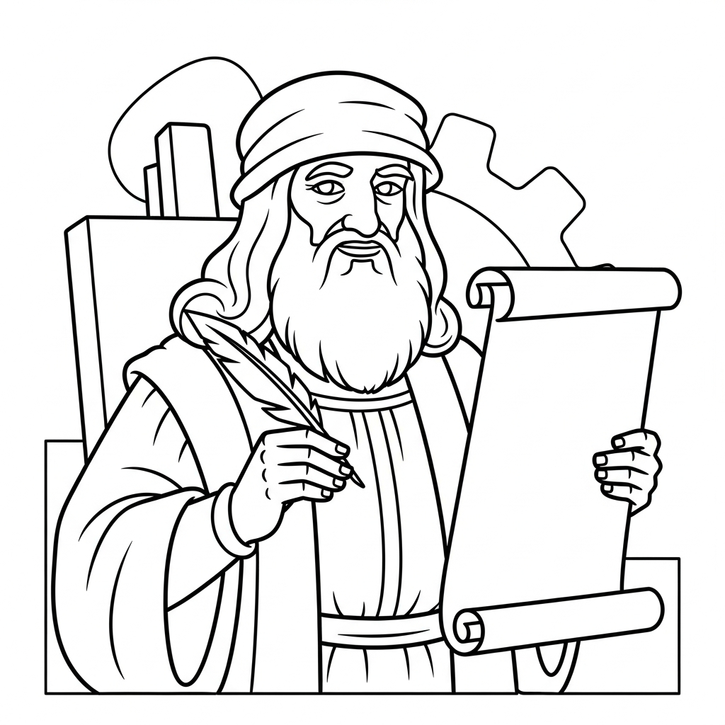 Leonardo da Vinci da colorare thumbnail