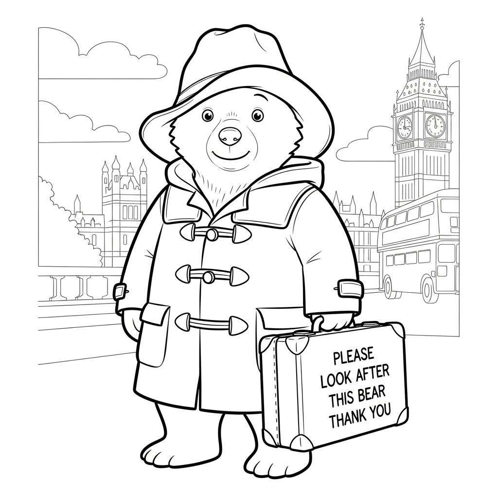 Orso Paddington da colorare thumbnail