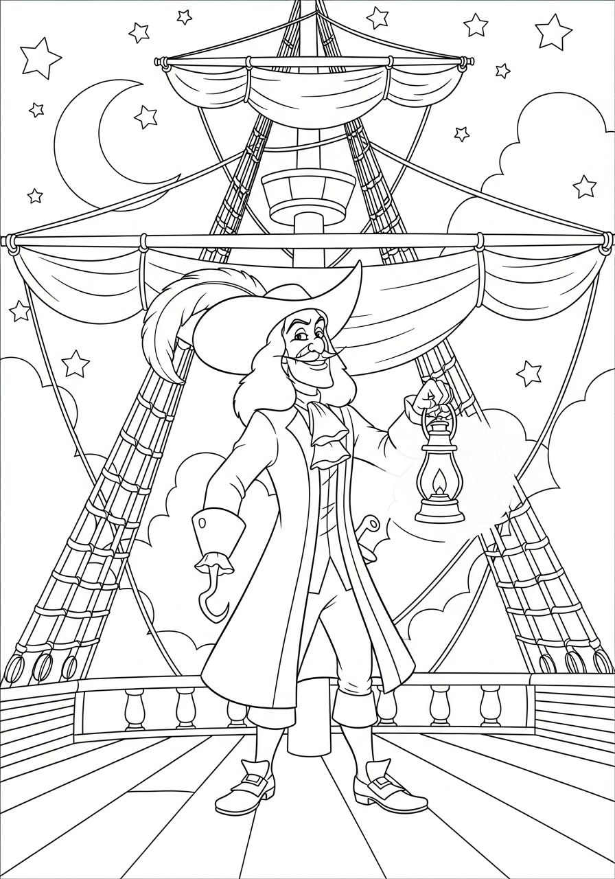 Capitan Uncino disegno facile da colorare
