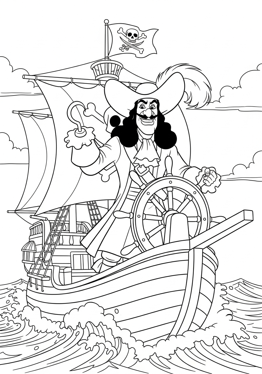 immagini da colorare Capitan Uncino gratis