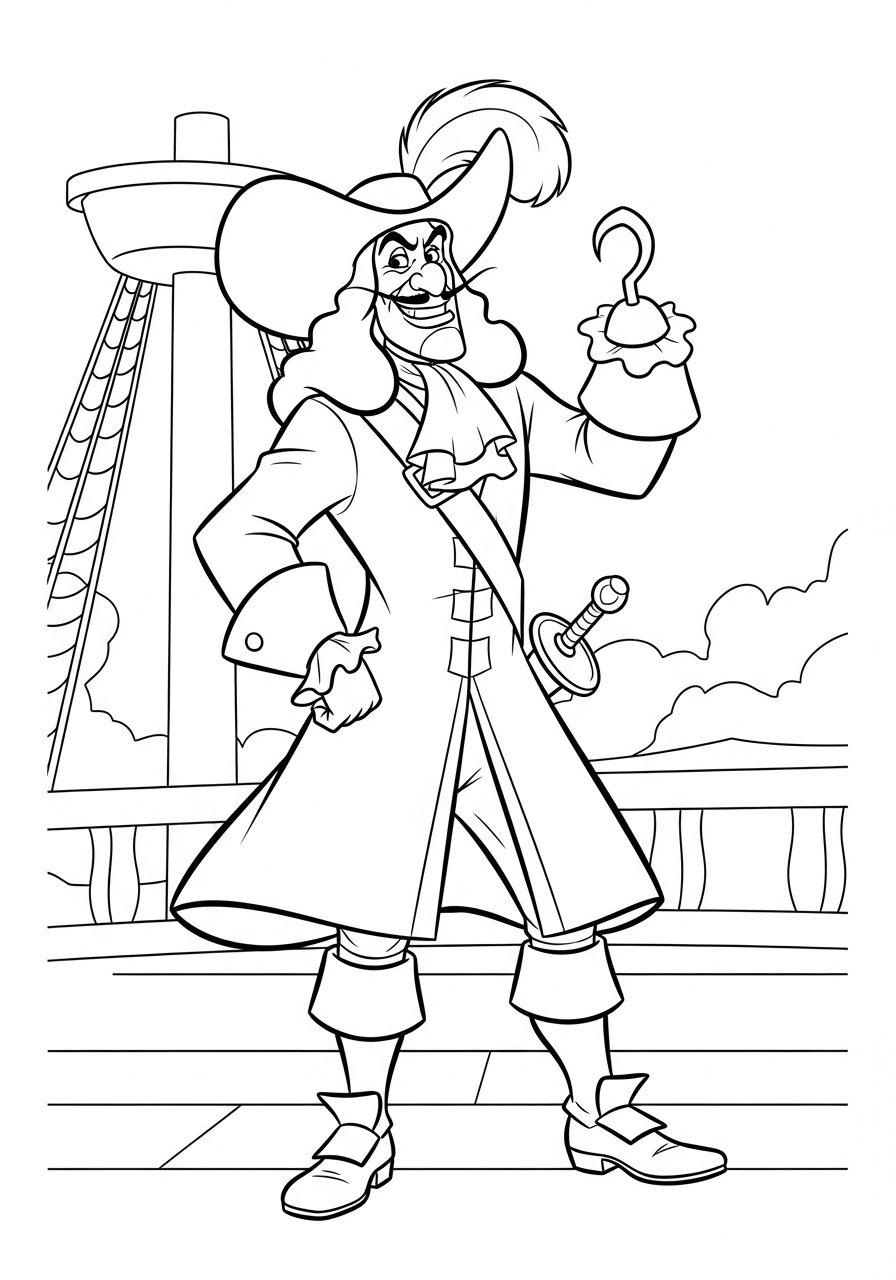 Capitan Uncino da colorare per bambini