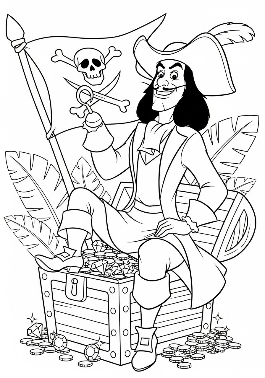 Capitan Uncino disegno facile da colorare 1