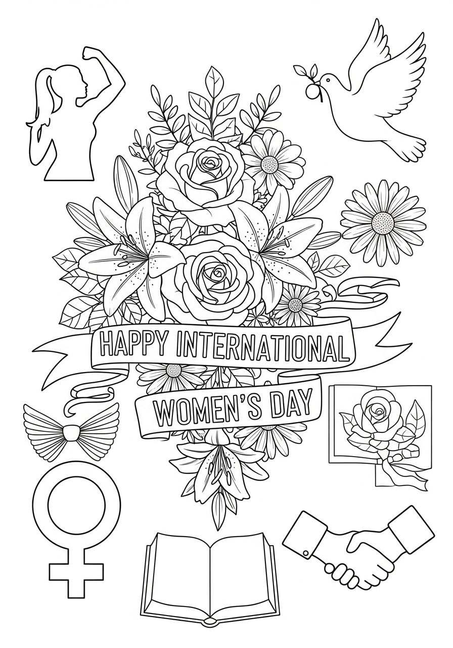 immagine di Festa della donna da colorare 1