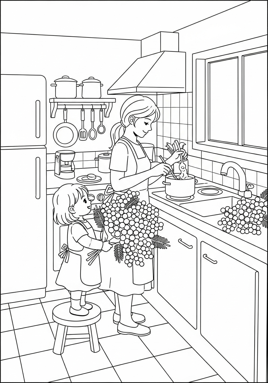 Festa della donna disegno da colorare facile