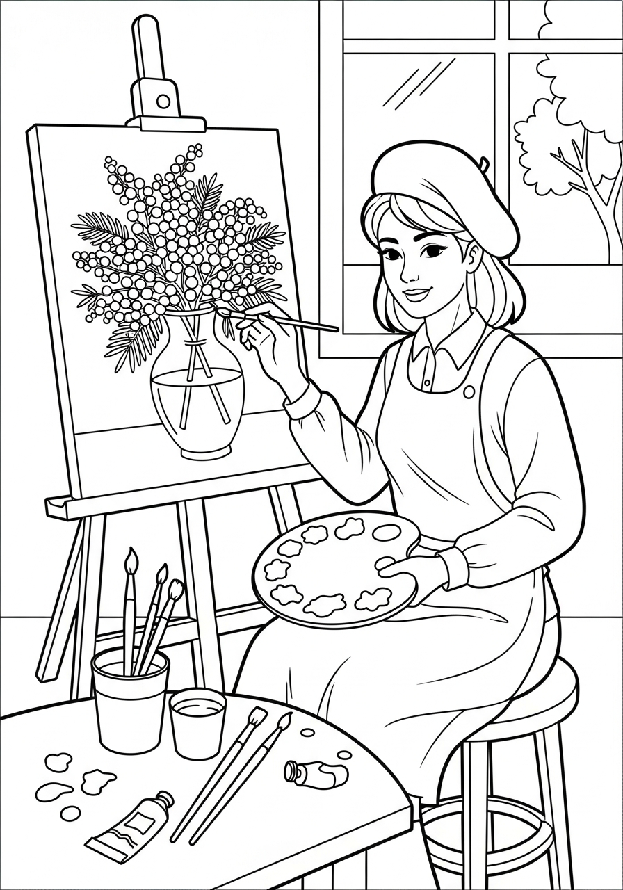 disegni da colorare Festa della donna per bambini