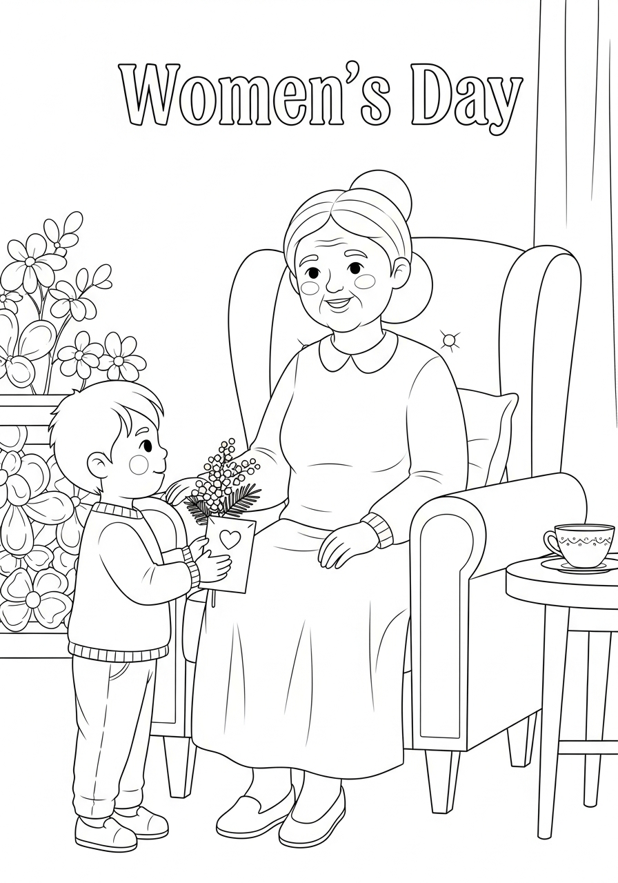disegni da colorare Festa della donna da stampare