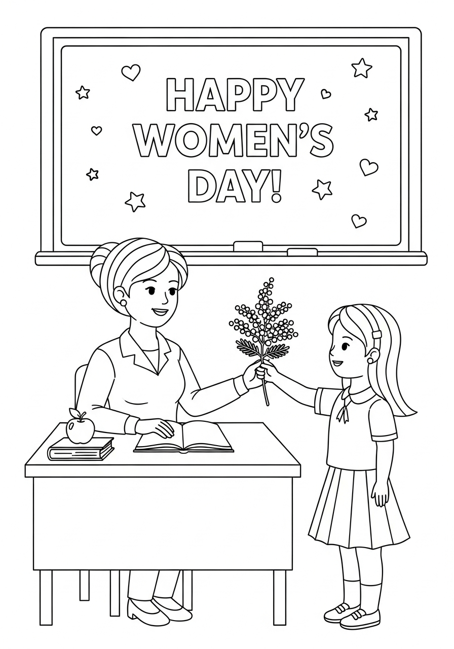 disegni da stampare e colorare Festa della donna