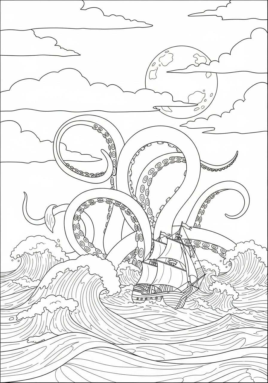 Kraken 4 Kraken disegno da colorare