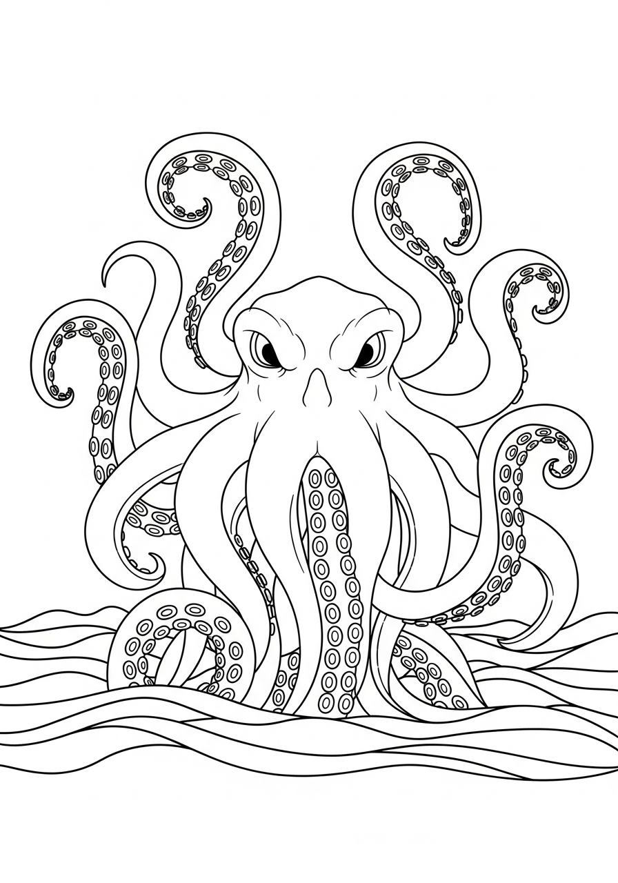 Kraken 13 Kraken disegno da colorare facile