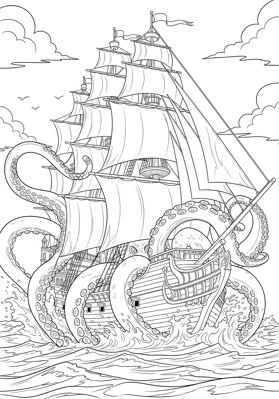 Kraken 7 Kraken da stampare e colorare gratis