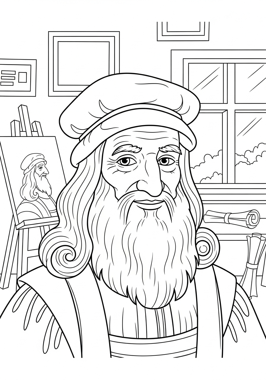 Leonardo da Vinci immagini da colorare per bambini 1