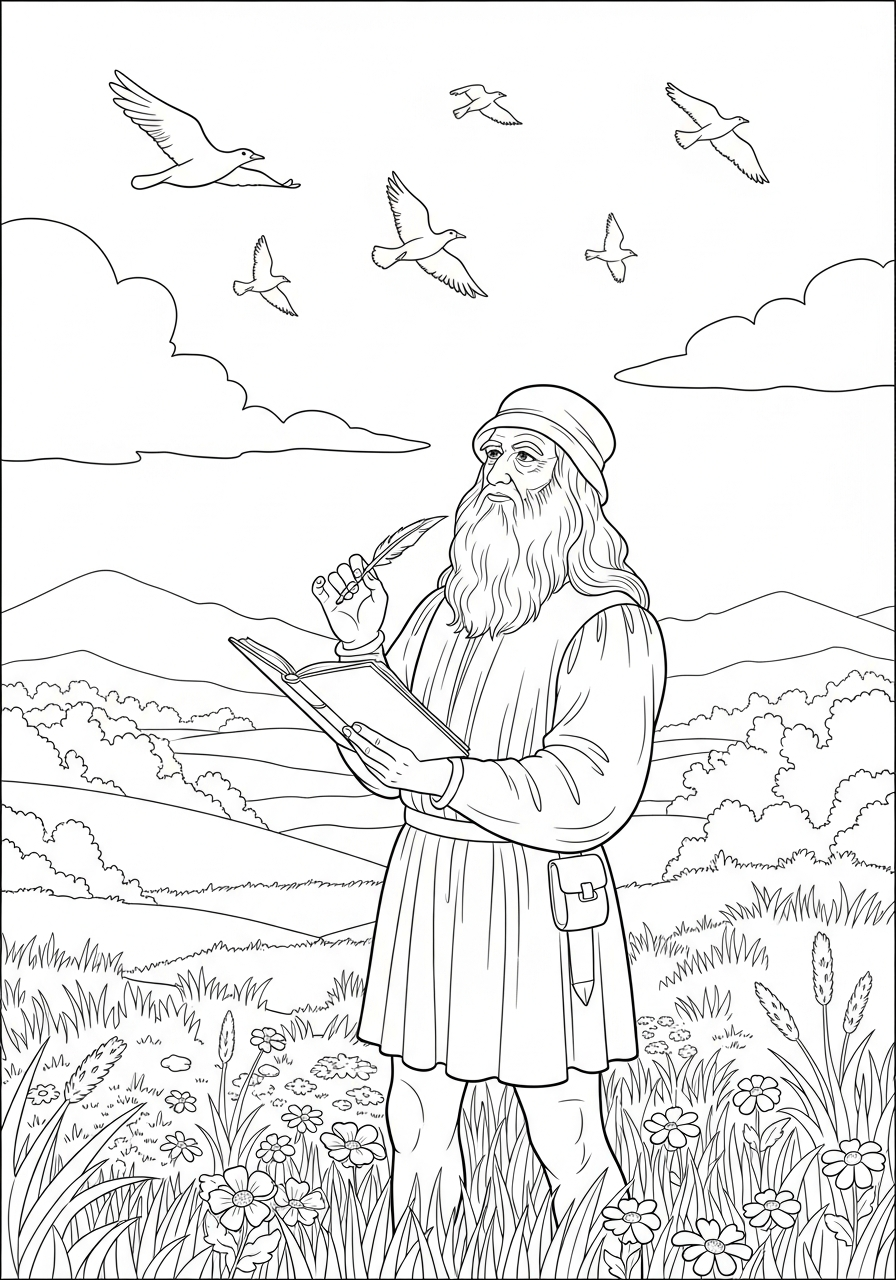 disegni facili di Leonardo da Vinci da colorare