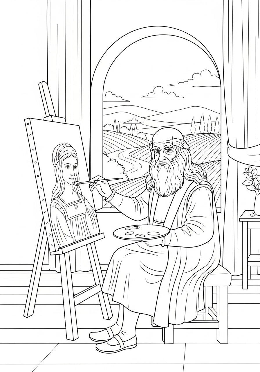 immagine Leonardo da Vinci da colorare