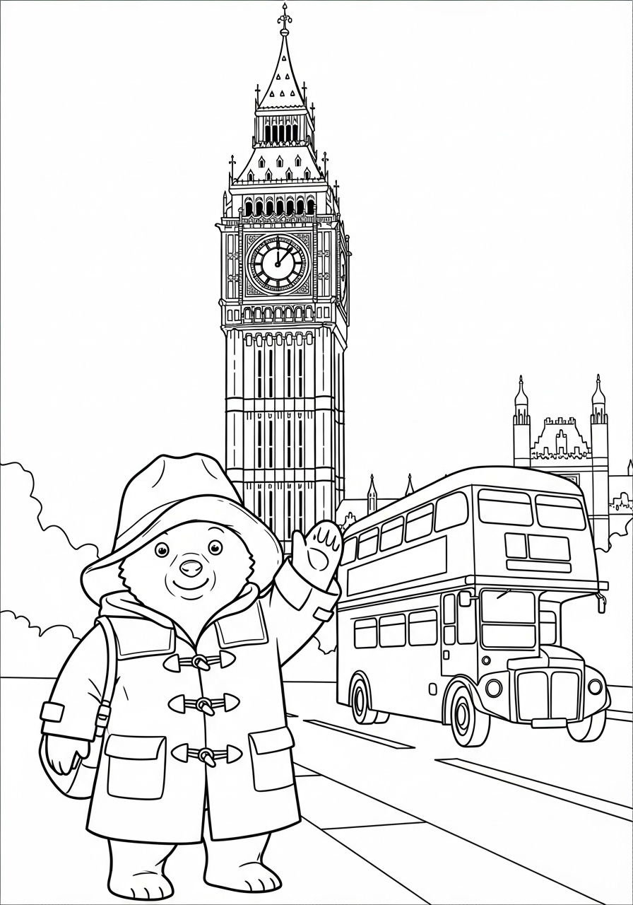 disegni Orso Paddington facili da colorare