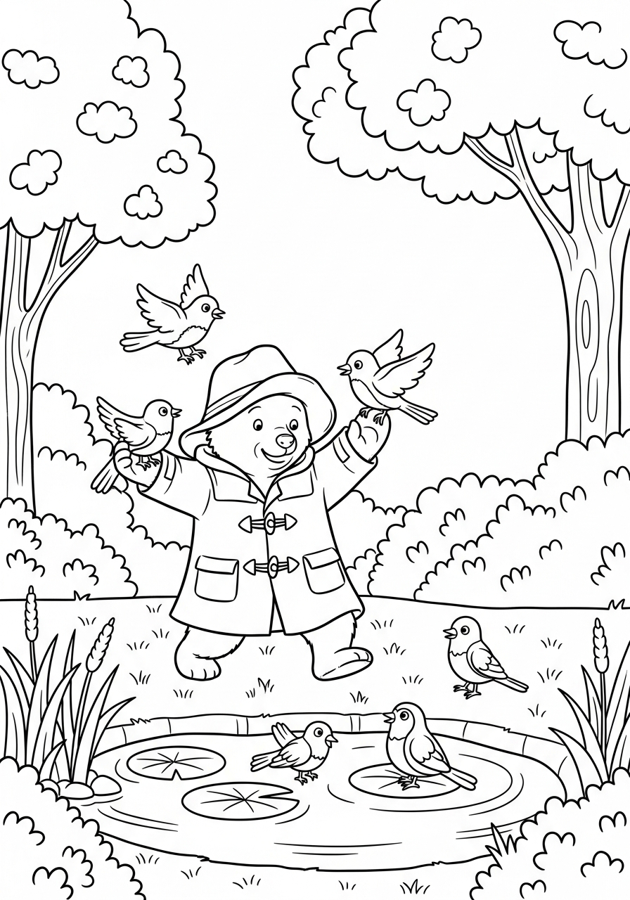 Orso Paddington disegno facile da colorare