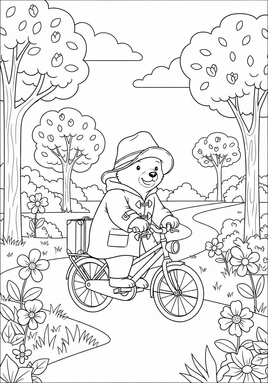 Orso Paddington disegno da colorare facile