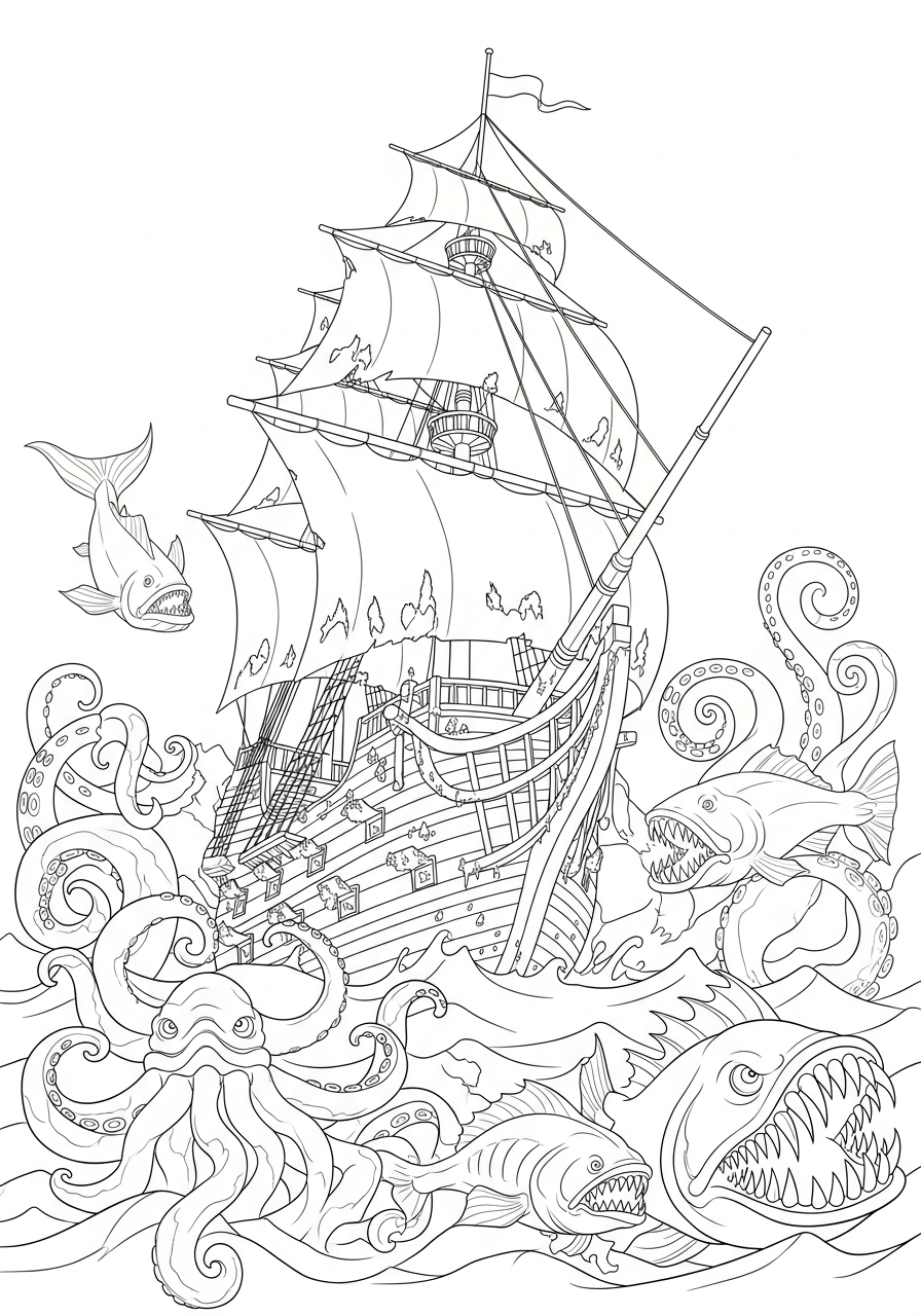 Pirati dei Caraibi disegni da colorare per bambini maschi