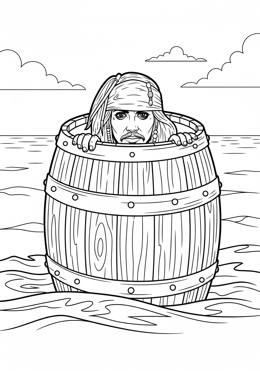 Pirati dei Caraibi disegno da colorare facile