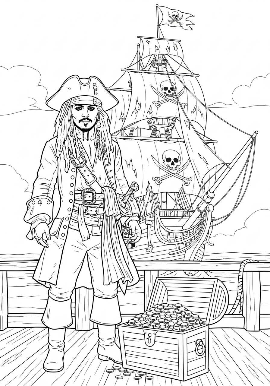 disegni da colorare Pirati dei Caraibi pdf 1