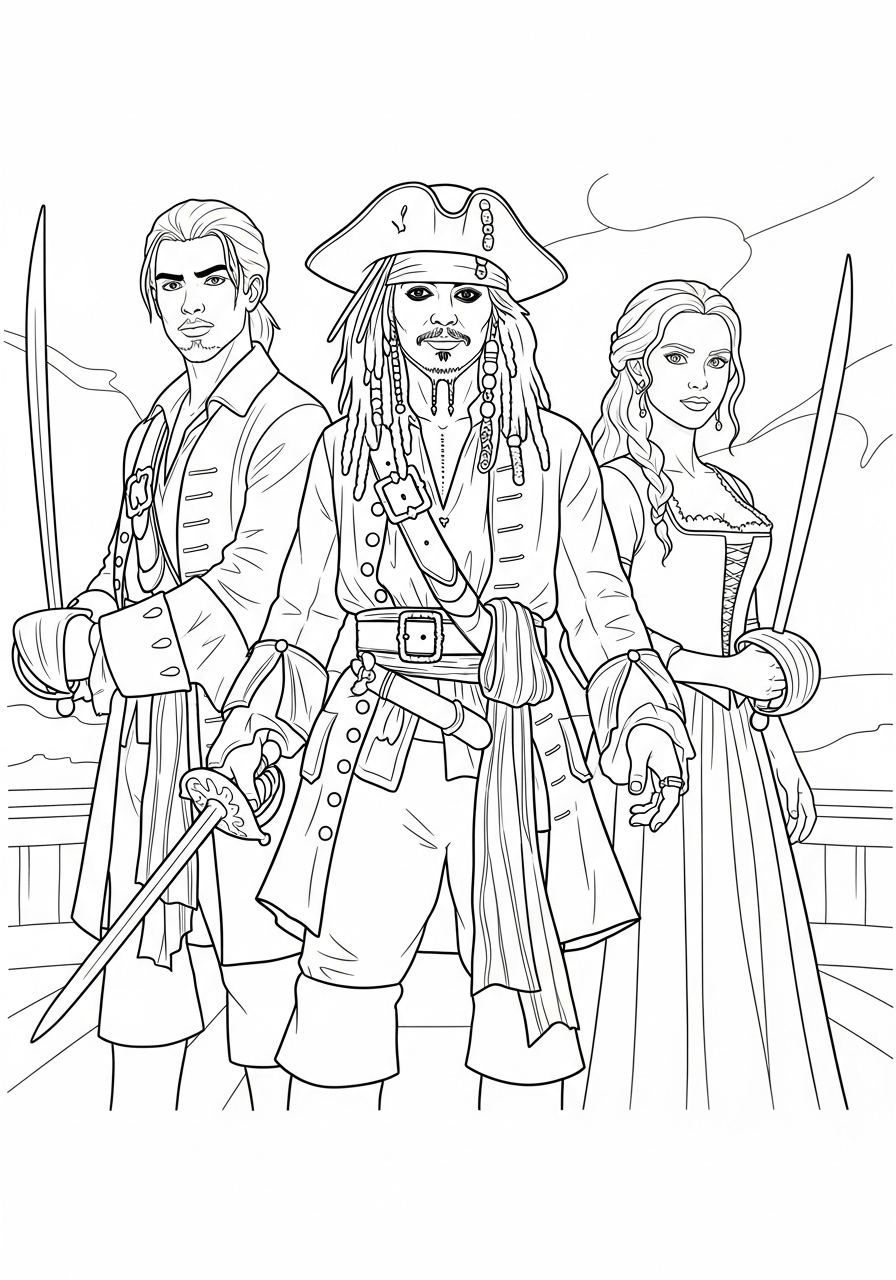 immagini da colorare Pirati dei Caraibi gratis