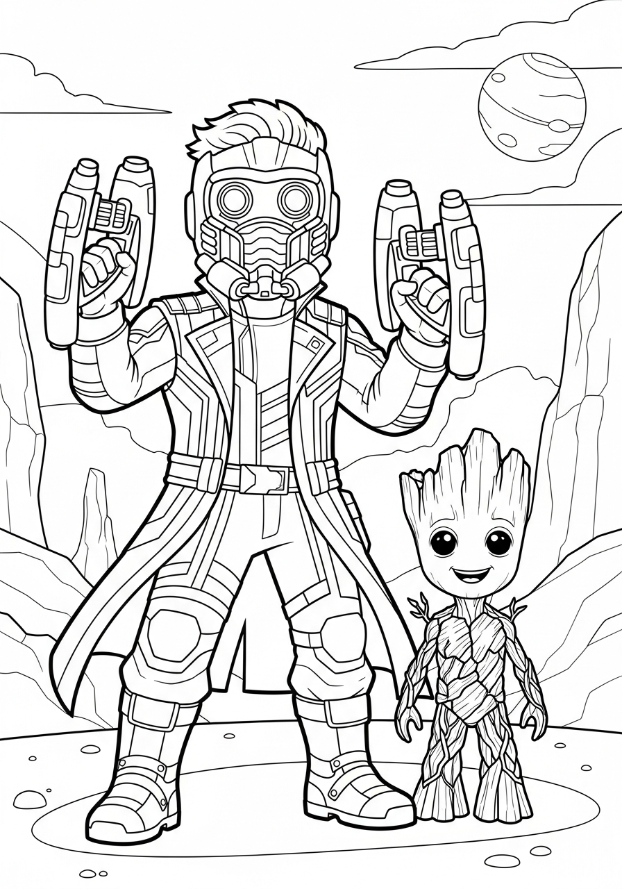 immagini da stampare e colorare di Star Lord