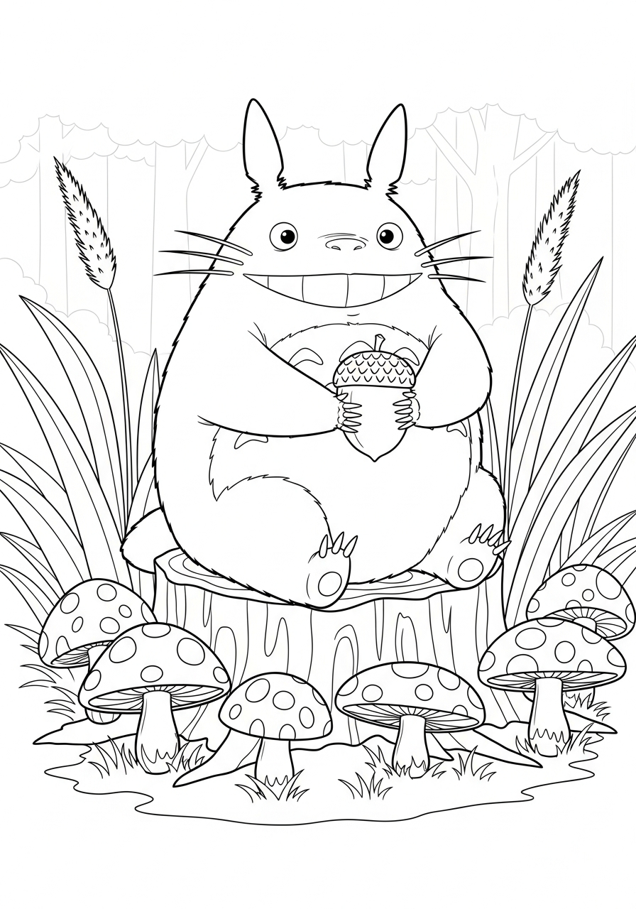 Totoro disegno da colorare facile